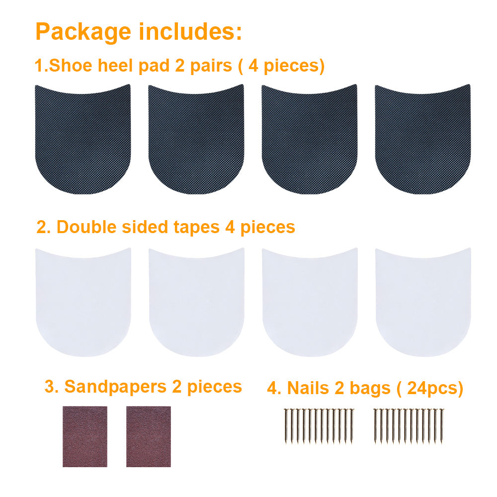Unikstep 2 Pairs Shoe Heel Pads, Shoe Repair Rubber Heels, 3.5mm Thickness Non Slip Cushion and Protector, Replacement Kit with Nails Sandpapers Self Adhesive Stickers