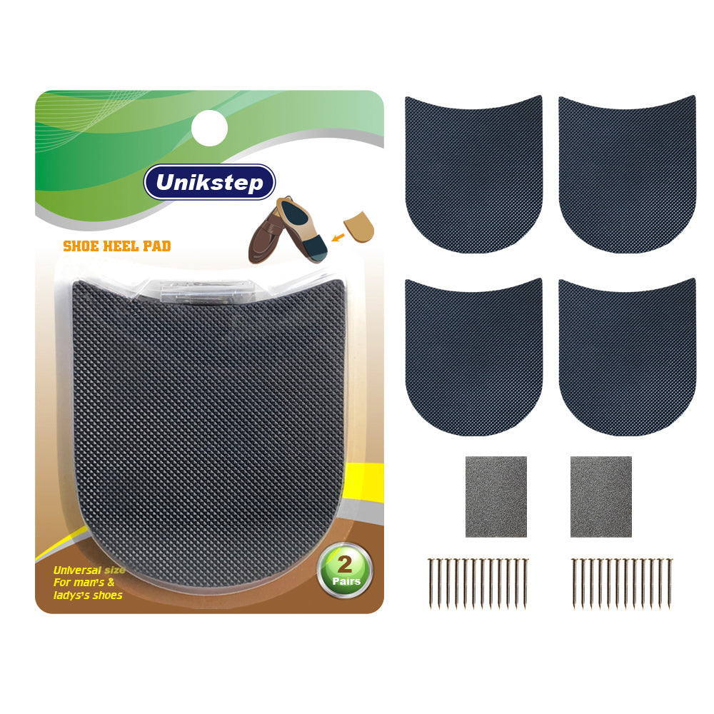 Unikstep 2 Pairs Shoe Heel Pads, Shoe Repair Rubber Heels, 3.5mm Thickness Non Slip Cushion and Protector, Replacement Kit with Nails Sandpapers Self Adhesive Stickers