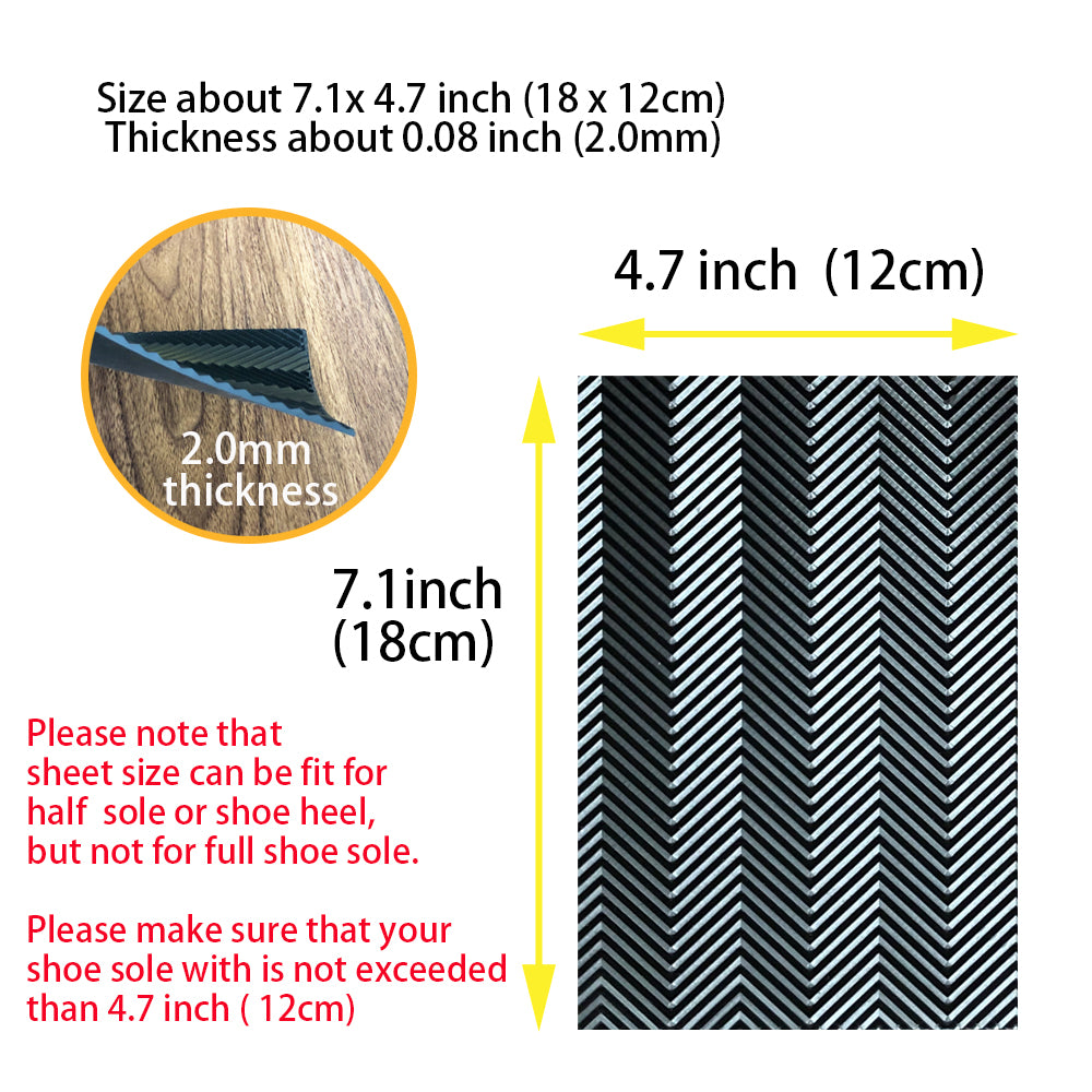 Unikstep 2 Pairs Shoe Sole for Repair, Rubber Sheets, Shoe Bottom Outer Front Sole and Heel Replacement Pads, Anti Slip Noise Reduction Grips, Non Skid Protectors, Size 7.1x4.7 Inches