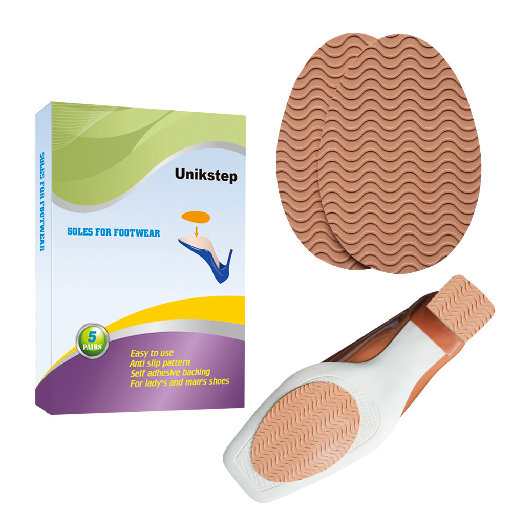 UNIKSTEP 5 Pairs Soles for Footwear, Shoe Sole Non Slip Grips, Wave Pattern Anti Skid Rubber Pads, Shoe Bottom and Heel Self Adhesive Cushion, Shoe Noise Reduction Stickers and Protectors