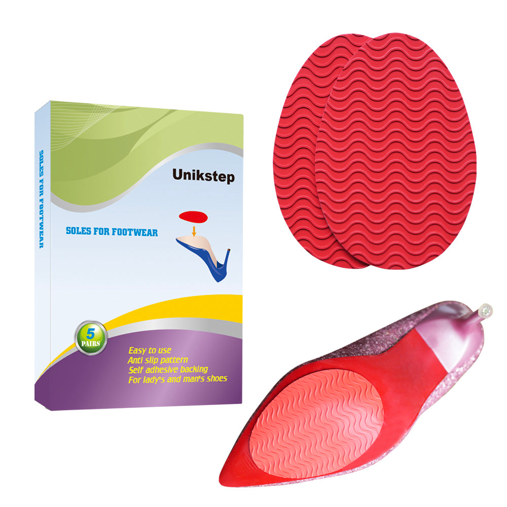 UNIKSTEP 5 Pairs Soles for Footwear, Shoe Sole Non Slip Grips, Wave Pattern Anti Skid Rubber Pads, Shoe Bottom and Heel Self Adhesive Cushion, Shoe Noise Reduction Stickers and Protectors
