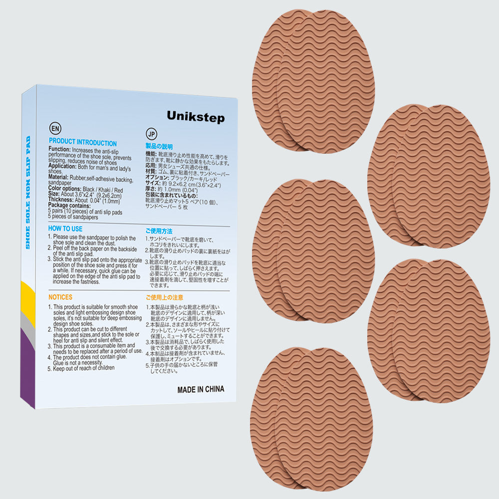 UNIKSTEP 5 Pairs Soles for Footwear, Shoe Sole Non Slip Grips, Wave Pattern Anti Skid Rubber Pads, Shoe Bottom and Heel Self Adhesive Cushion, Shoe Noise Reduction Stickers and Protectors