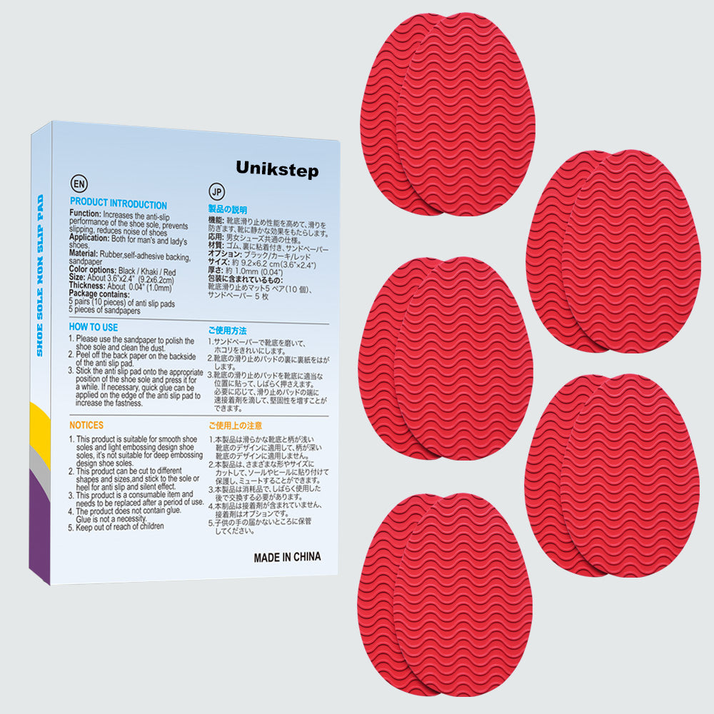 UNIKSTEP 5 Pairs Soles for Footwear, Shoe Sole Non Slip Grips, Wave Pattern Anti Skid Rubber Pads, Shoe Bottom and Heel Self Adhesive Cushion, Shoe Noise Reduction Stickers and Protectors