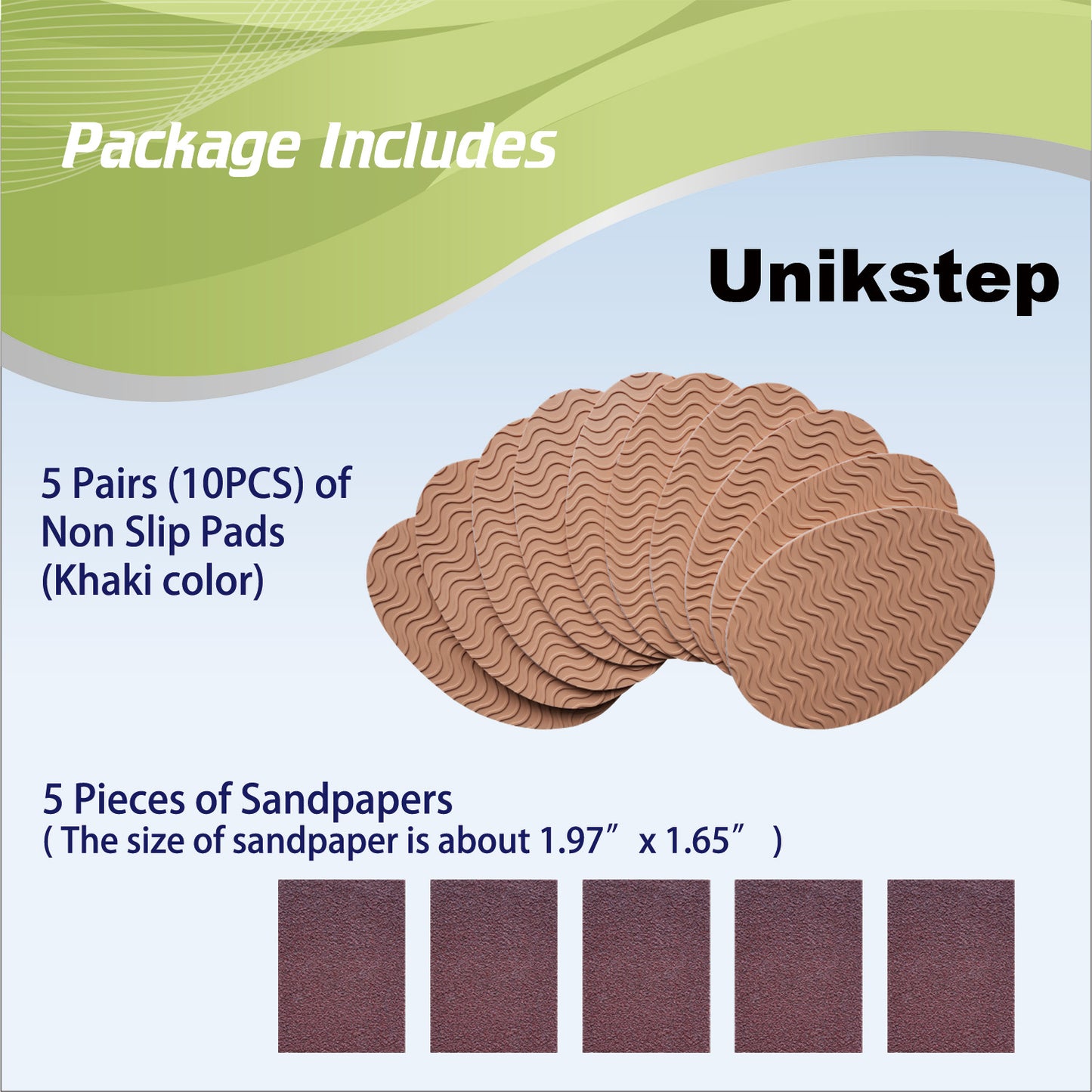UNIKSTEP 5 Pairs Soles for Footwear, Shoe Sole Non Slip Grips, Wave Pattern Anti Skid Rubber Pads, Shoe Bottom and Heel Self Adhesive Cushion, Shoe Noise Reduction Stickers and Protectors