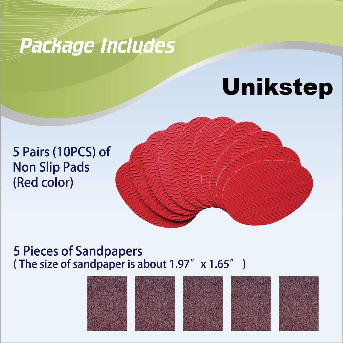 UNIKSTEP 5 Pairs Soles for Footwear, Shoe Sole Non Slip Grips, Wave Pattern Anti Skid Rubber Pads, Shoe Bottom and Heel Self Adhesive Cushion, Shoe Noise Reduction Stickers and Protectors