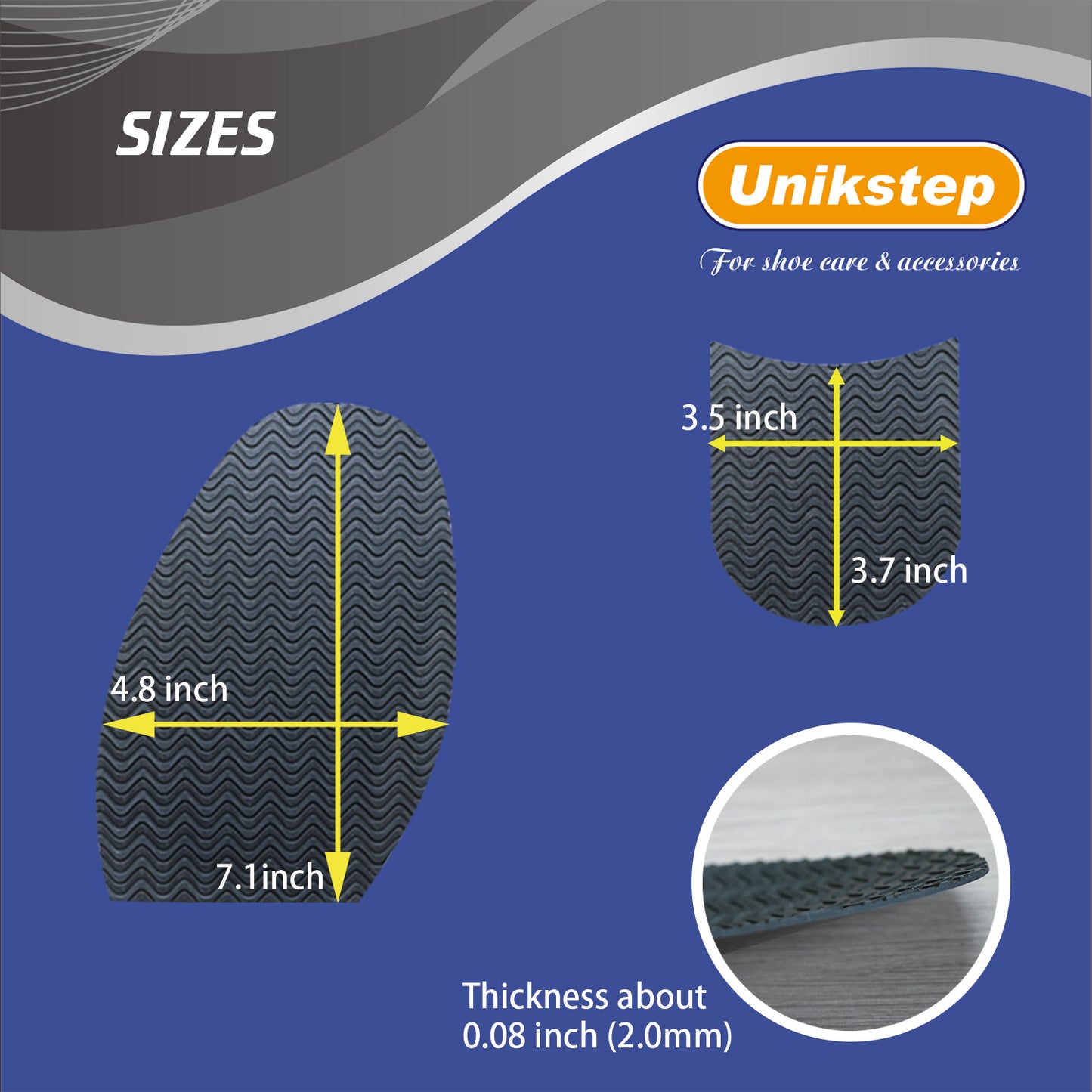 UNIKSTEP 8 Pieces Embossed Soles and Heels of Rubber Material, Shoe Sole and Heel Repair Rubber Sheets, Shoe Bottom Front Sole and Heel Replacement Pads, Non Skid Sole Protectors 2 Pairs Soles and 2 Pairs Heels