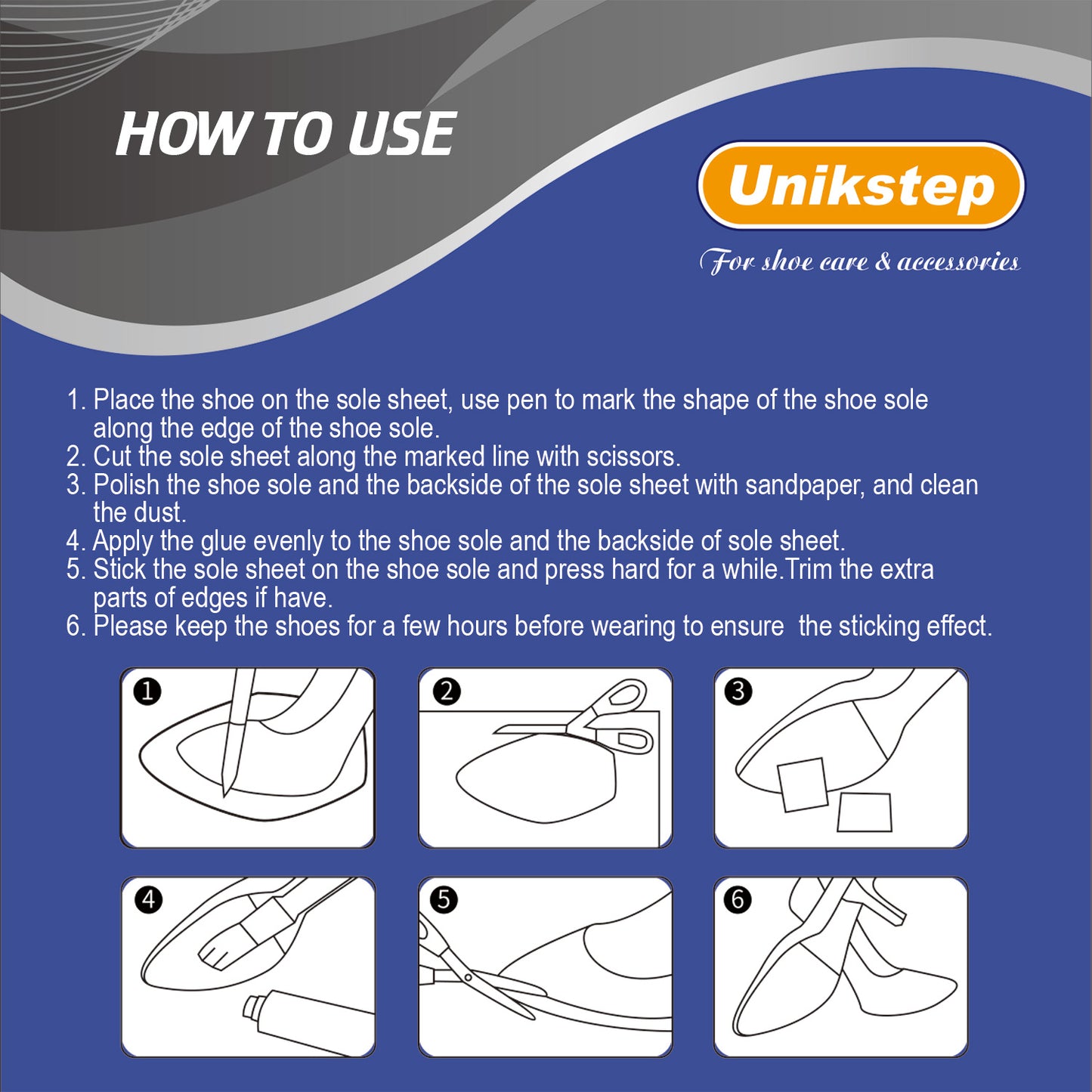 UNIKSTEP 8 Pieces Embossed Soles and Heels of Rubber Material, Shoe Sole and Heel Repair Rubber Sheets, Shoe Bottom Front Sole and Heel Replacement Pads, Non Skid Sole Protectors 2 Pairs Soles and 2 Pairs Heels