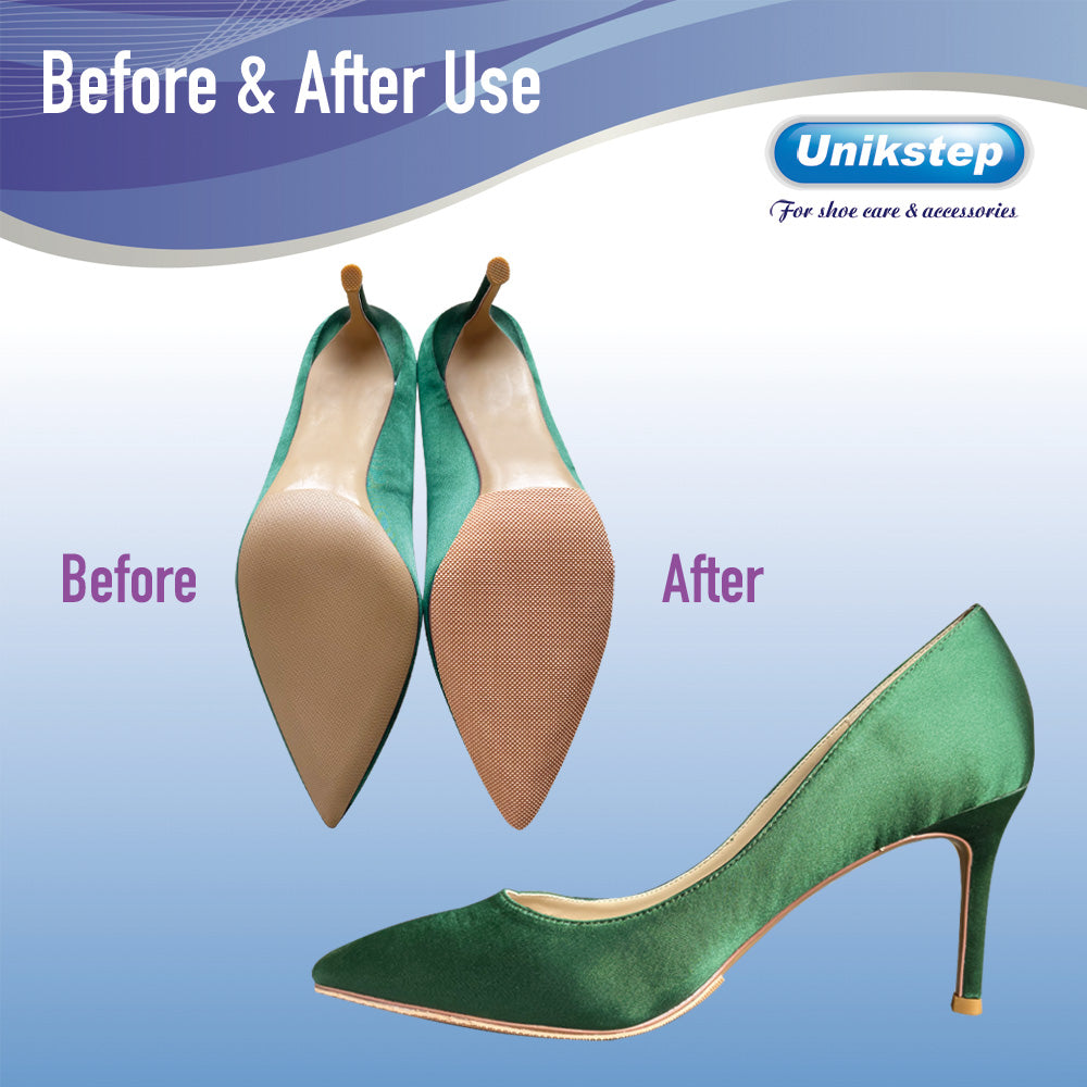 Unikstep 4 Pieces Shoe Soles, Sole Protectors, Shoe Bottom and Heel Anti Slip Grip Pads, Self Adhesive Non Skid Noise Reduction Sticker