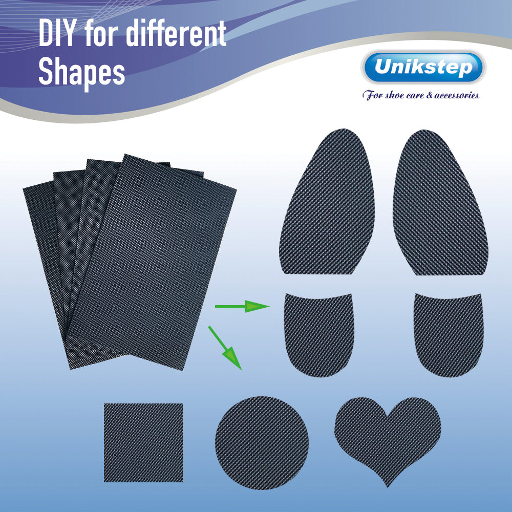 Unikstep 4 Pieces Shoe Soles, Sole Protectors, Shoe Bottom and Heel Anti Slip Grip Pads, Self Adhesive Non Skid Noise Reduction Sticker