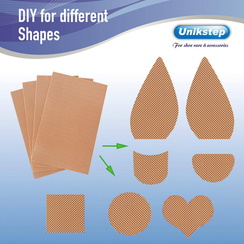 Unikstep 4 Pieces Shoe Soles, Sole Protectors, Shoe Bottom and Heel Anti Slip Grip Pads, Self Adhesive Non Skid Noise Reduction Sticker