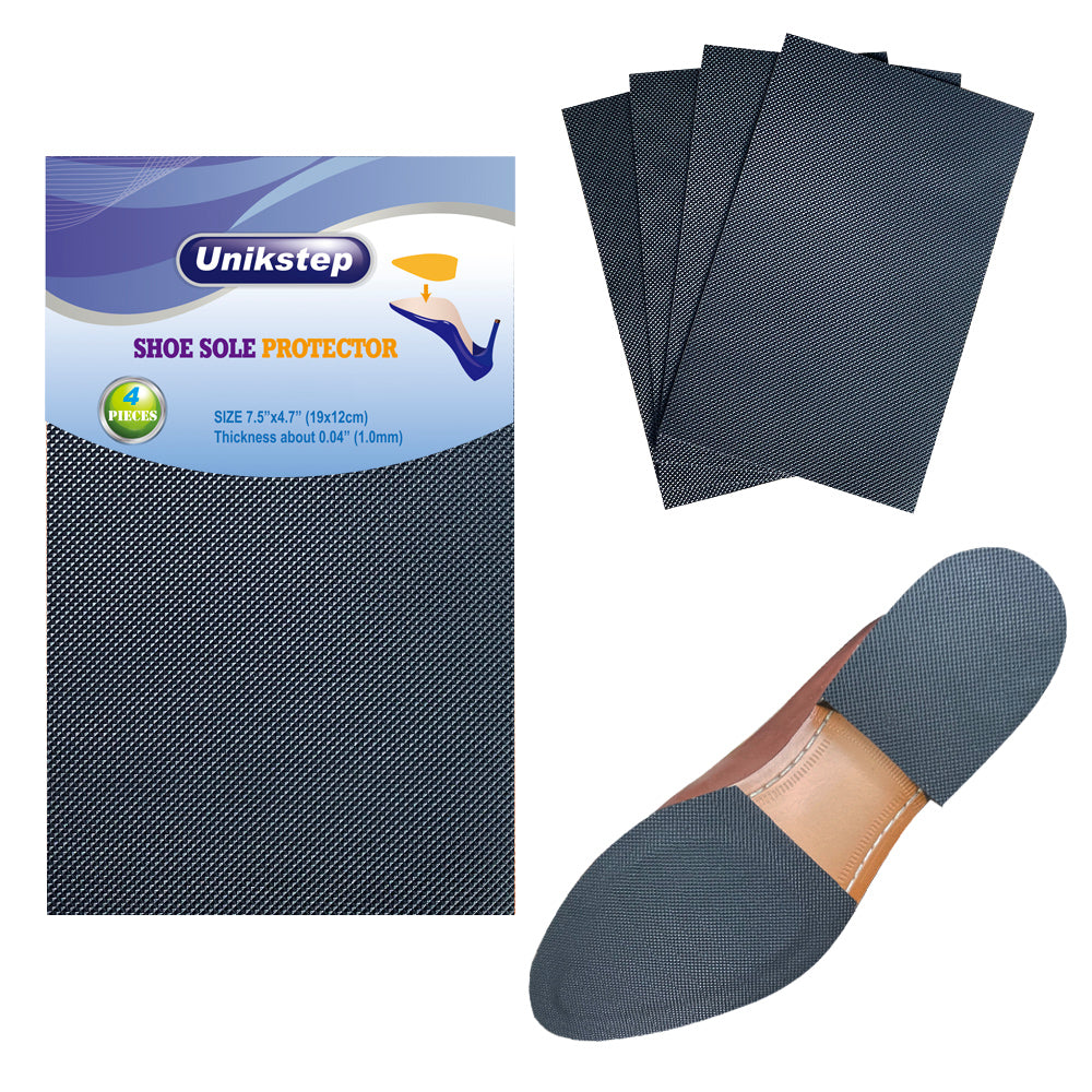 Unikstep 4 Pieces Shoe Soles, Sole Protectors, Shoe Bottom and Heel Anti Slip Grip Pads, Self Adhesive Non Skid Noise Reduction Sticker