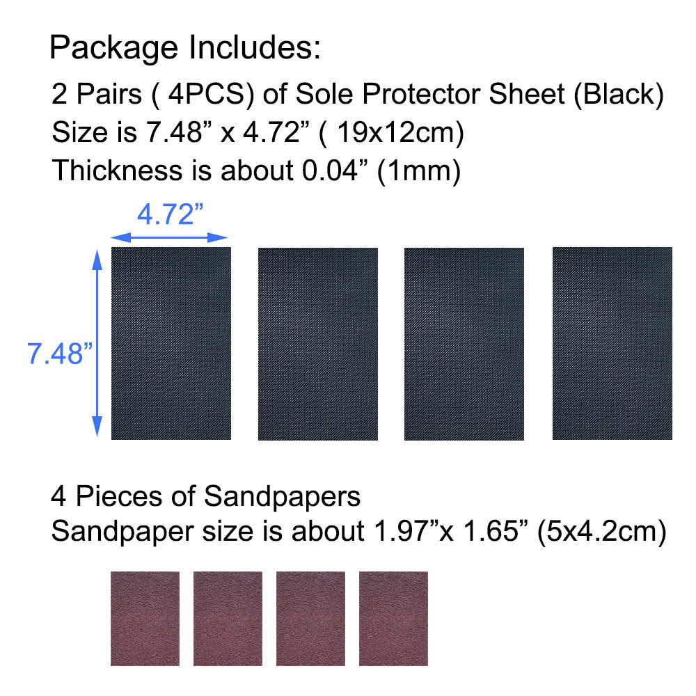Unikstep 4 Pieces Shoe Soles, Sole Protectors, Shoe Bottom and Heel Anti Slip Grip Pads, Self Adhesive Non Skid Noise Reduction Sticker