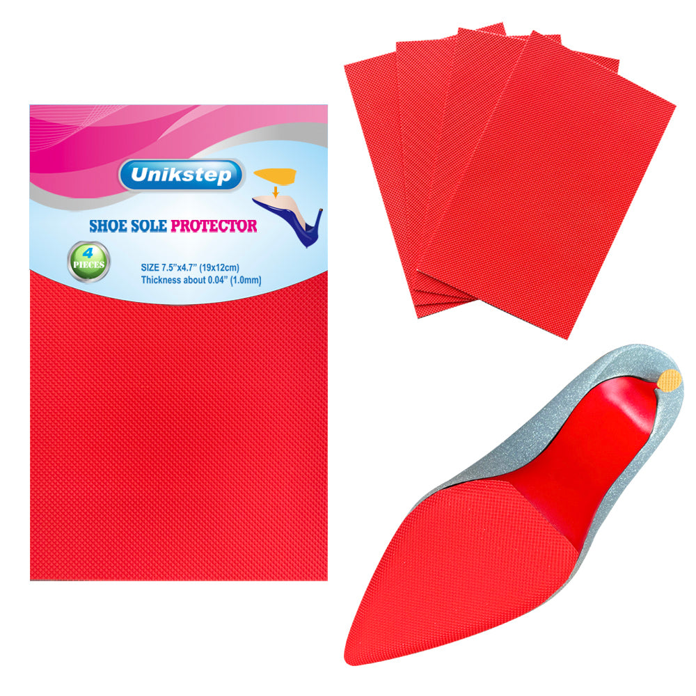 Unikstep 4 Pieces Shoe Soles, Sole Protectors, Shoe Bottom and Heel Anti Slip Grip Pads, Self Adhesive Non Skid Noise Reduction Sticker